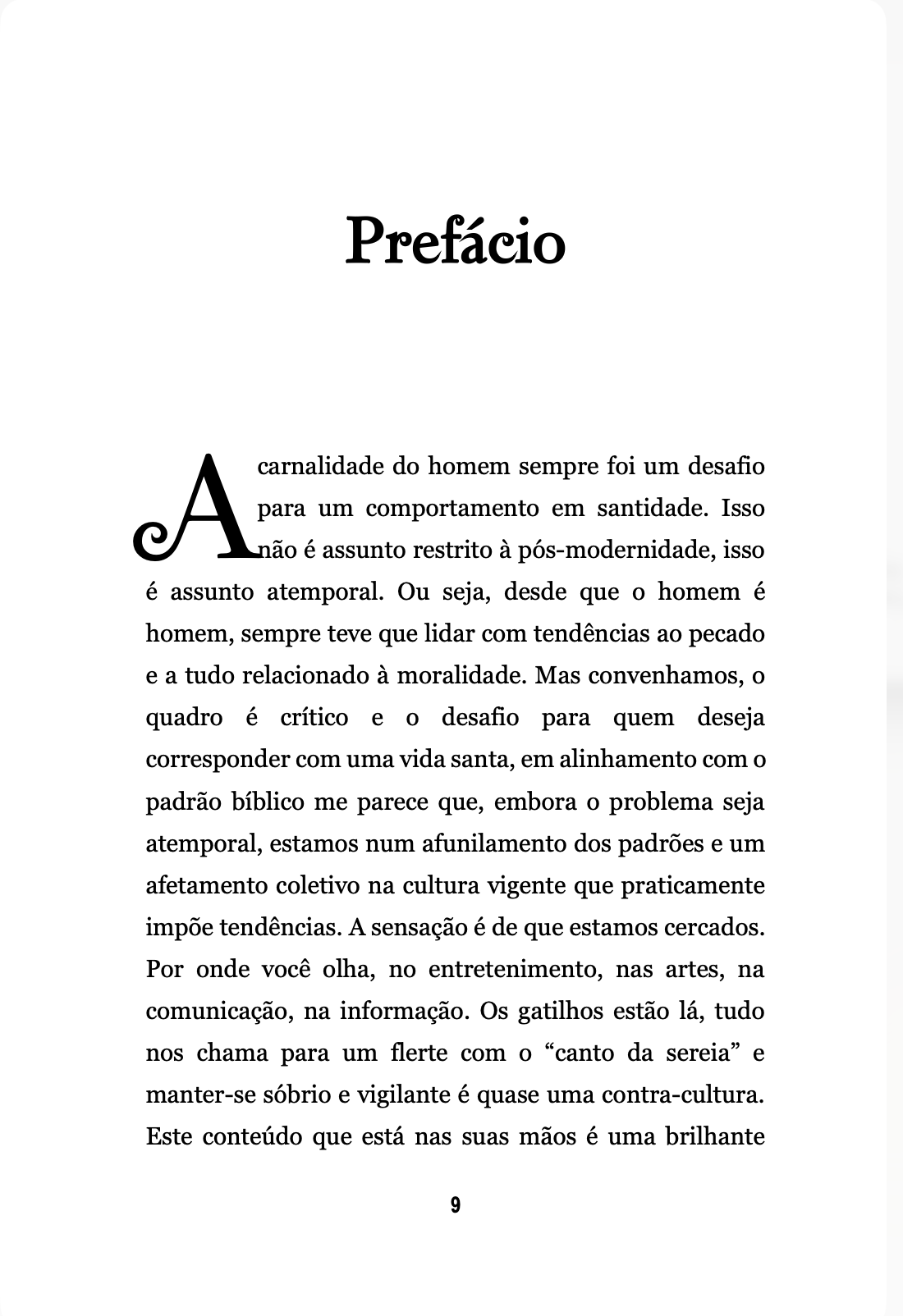 Página real do prefácio de A Tentação de Cada Dia